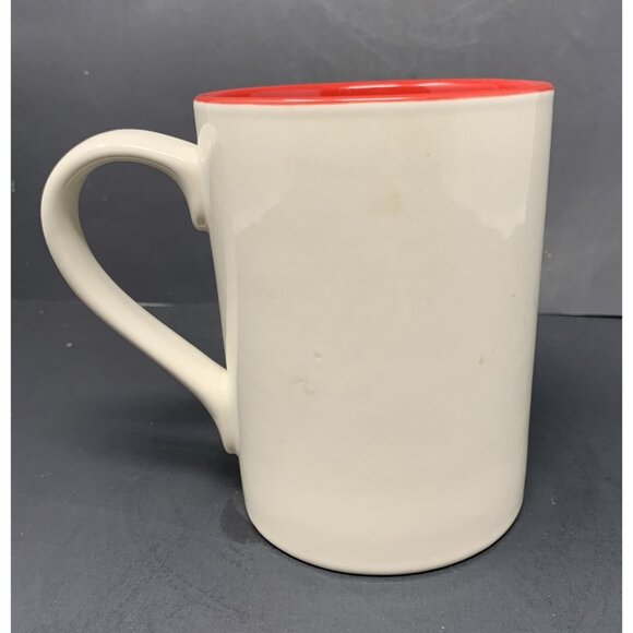 TAG ICE SKATING SNOWMAN PEACE MUG 16 oz Embossed Holiday Christmas Red Interior - Picture 4 of 9